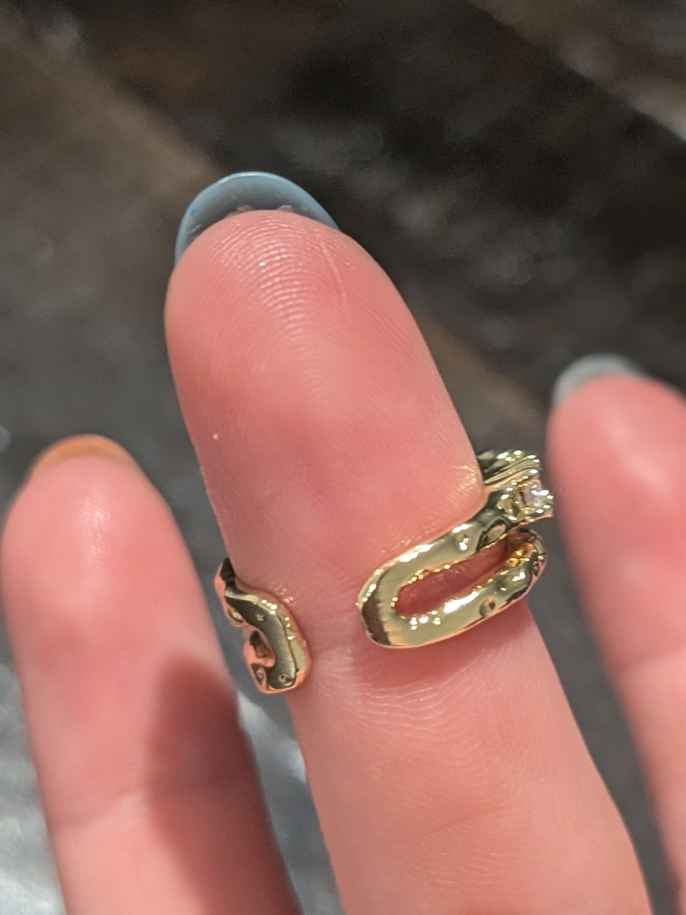 Fashion Unique Gold Crystal Open Band Ring - Picture 10 of 12